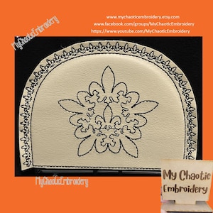 15x20 Serviettenhalter Cover Fleur de lis mit dekorativer Kante - Digitale Datei Maschinenstickerei Geschirr Tischwäsche