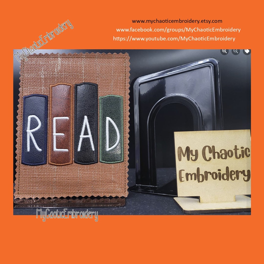 5x7 Bookend Cover READ Applique Designs Digital File Machine Embroidery