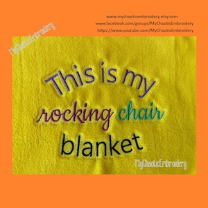 Rocking chair rocker machine stitched Blanket 3 sizes with knockdown 5x7, 6x10, 8x14 embroidery Digital