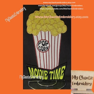 Porta rotolo di carta da cucina 5x7 Movie Time Popcorn impilabile - Macchina da ricamo digitale per file stoviglie tovaglie