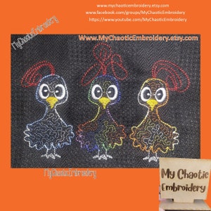 5x7 Clucker friends chicken chick - add-on-embroidery fill stitch designs-Digital file machine