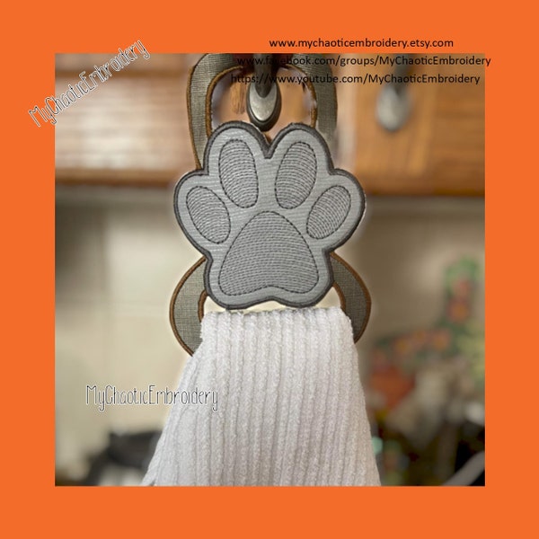 5 x 7 torchons de cuisine support cintre chien chat toutou animal de compagnie animal paw print designs - fichier numérique machine à broder vaisselle vaisselle