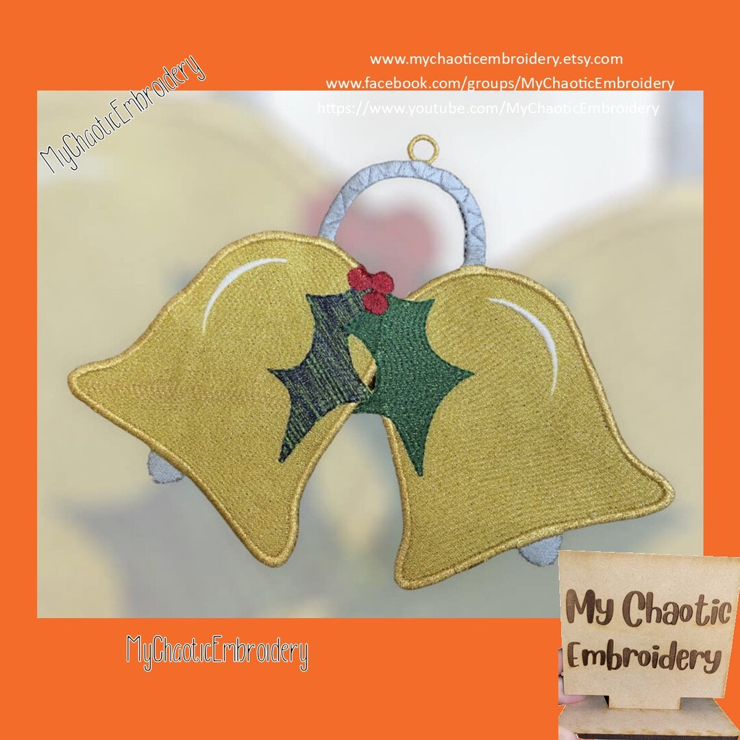 Free Standling Lace FSL Christmas Handbells Bell Ornament Designs 3