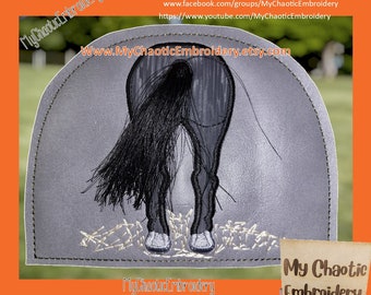 5x7 Kitchen Napkin holder cover Horse's butt fringe tail applique - Digital file machine embroidery tableware tablewear