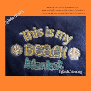 Strand, sand, hav, havsstrand, maskinsydd filt, 3 storlekar med knockdown-broderi, digitalt