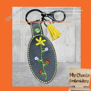 4x4 Border flower single KF keyfob key fob Digital machine embroidery