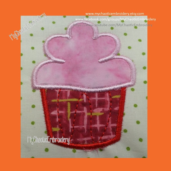 Applique cupcake 4 x 4 cup cake glaçage glaçage broderie ITH conception fichier numérique machine