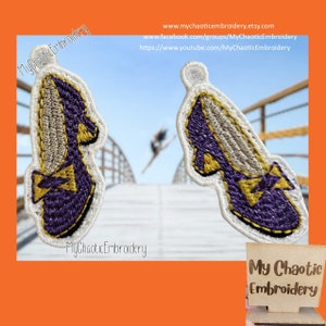 4x4 FSL Free Standing Lace Tap dancing shoes slippers Earrings Pattern, fish hook hardware Digital machine embroidery