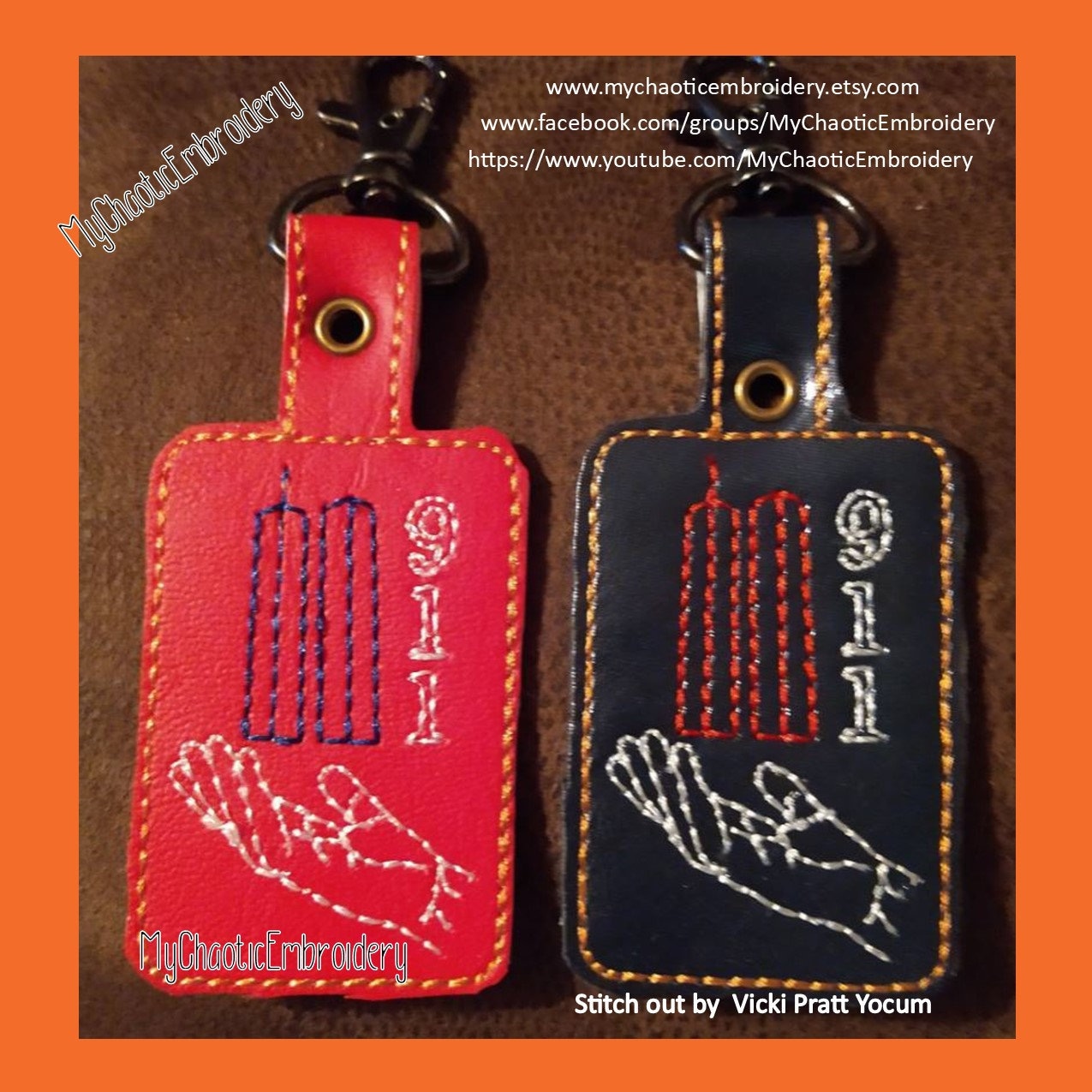 Set of 3 Memorial 9-11 Twin Towers Pentagon Flight 93 4x4 Keyfob