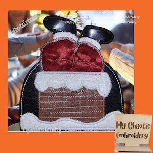 Serviettenhalter Cover 15x20 cm Weihnachtsmann im Schornstein auf dem Dach - Digitale Datei Stickdatei Stickdatei Geschirr