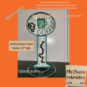 5x7 Porta-toalhas de papel de cozinha Capa de café Placa empilhável 2 aros - Arquivo digital Máquina de bordar louças e talheres