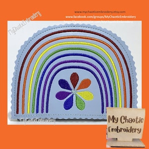 15x20 Serviettenhalter Cover Rainbow mit Herz und Blumen Designs - Digitale Datei Stickmaschine Geschirr Tischwäsche