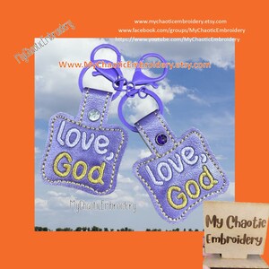 4x4 Love God KF keyfob key fob Digital machine embroidery