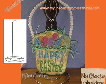 5x7 Kitchen Paper towel holder cover Easter bunny basket eggs  stackable 3 hoopings - Digital file machine embroidery tableware tablewear