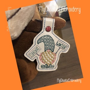 Groundhog Day Punxsutawney Phil Spring Winter Gnome beard Key Fob Ring Designs - Digital file machine embroidery  design