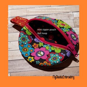 4x4 hoop 3.5" finished ITH zipper bag fully lined round circle circular - Digital file machine embroidery - generic instructions included