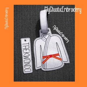 2 design set -Taekwondo Karate Martial Arts bag tag and keyfob 5x7 - read instructions Key Fob Ring Digital file machine embroidery design