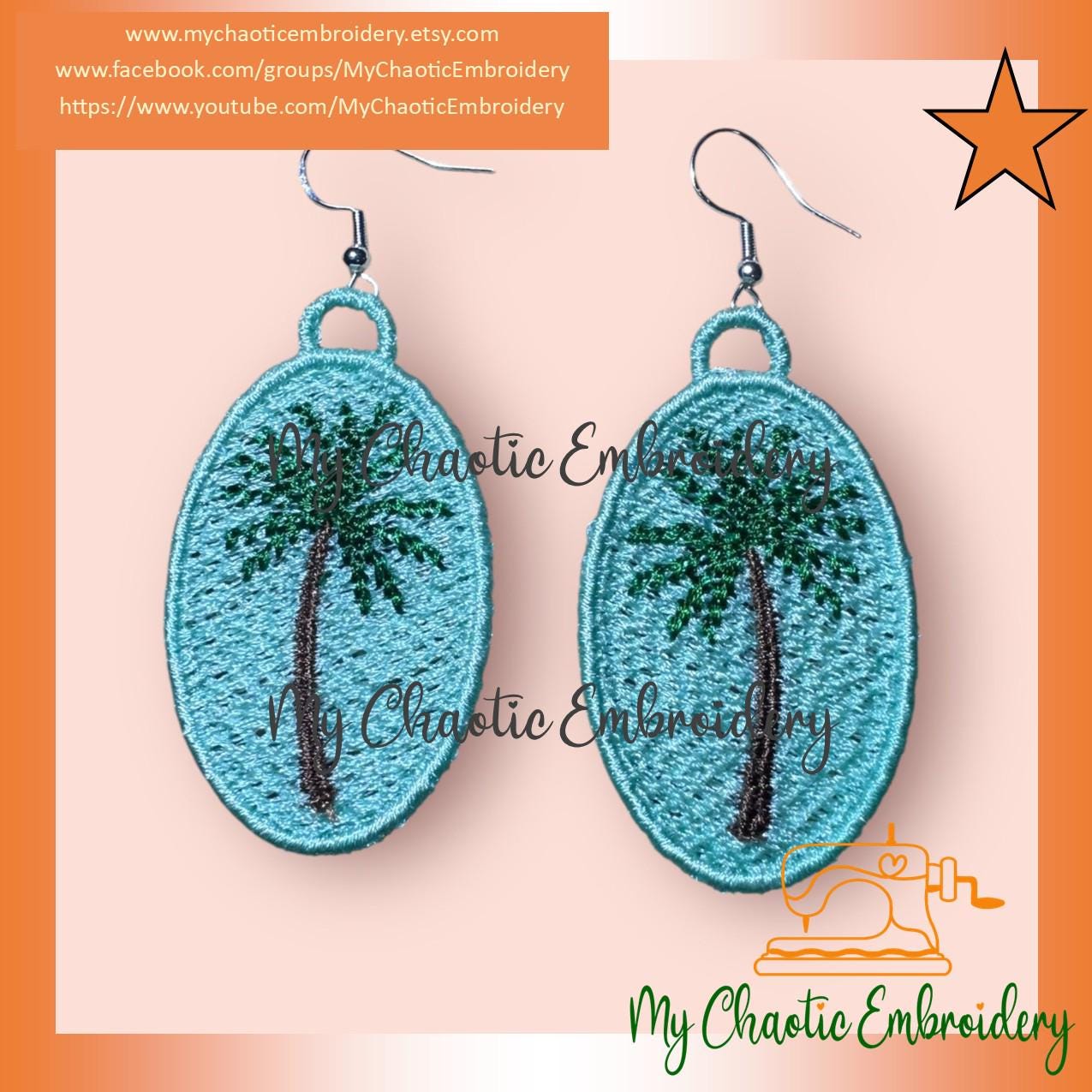 Boucles D'oreilles En Nacre Avec Décor De Cocotiers - Occasion, Style Tropical