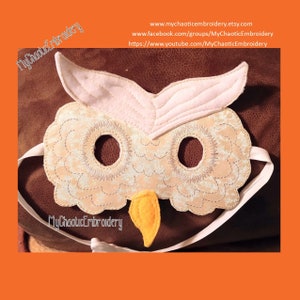 Hoot Barn Owl fall autumn Halloween mask set for 5x7 embroidery ITH design Digital file machine
