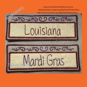 Set of 4 signs -2 files 5x7 Nola street sign wreath banner feltie applique Mardi Gras NOLA Louisiana Digital file machine embroidery  design