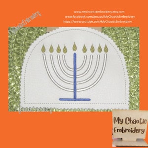 5x7 Kitchen Napkin holder cover Menorah candelabra - Digital file machine embroidery tableware tablewear