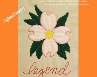 2 Styles Dogwood Flower Legend or Branch Applique 5x7, 6x10, 8x14