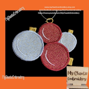 Free standling lace FSL Christmas balls Ornament Designs 3 sizes 4x4, 5x5, 8x8 - Digital file machine embroidery  design