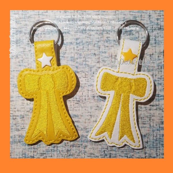 Yellow Ribbon Come Home Military Deployment Soldier Snap tab Key Fob Ring Designs Digital file machine embroidery
