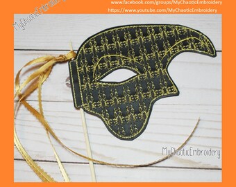 3 styles Mardi Gras crawfish mask set for 1/8" dowel elastic/ribbon 5x7 applique ITH embroidery design - Digital file machine applique