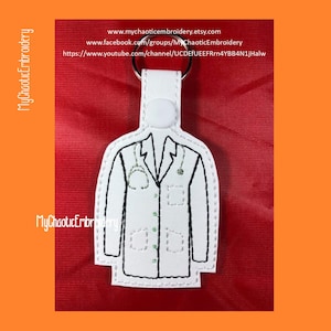 REVISED Medical Lab Coat Technician Doctor Practitioner Nurse Snap tab Key Fob Ring Designs Digital file machine embroidery