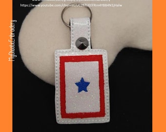 Digital file machine embroidery design 4x4 Blue Star Military Family Keyfob Designs