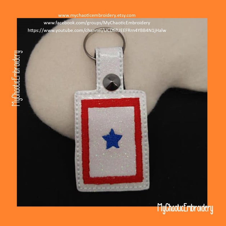 Digital file machine embroidery design 4x4 Blue Star Military Family Keyfob Designs