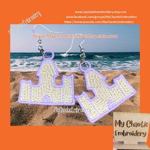 4x4 FSL Free Standing Lace Sandcastle Pattern, fish hook hardware Digital machine embroidery