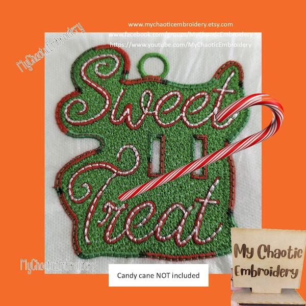 Candy Cane Holder Embroidery Design Etsy