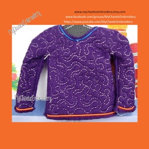 4x4 & 5x7 Christmas pal 12" doll clothes - Ugly Christmas sweater short sleeve and long sleeve - Digital file machine embroidery
