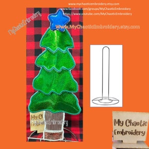 5x7 Cozinha Papel Toalha Porta-capa Árvore de Natal empilhável 2 aros - Arquivo digital Máquina de bordado Louça de mesa