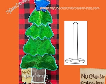 5x7 Cocina Papel toallero cubierta árbol de Navidad apilable 2 aros - Máquina de archivos digitales bordado vajilla vajilla