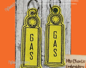 4x4 vintage GAS pump keyfob snaptab designs - INSTRUCTIONS include alternatives -Digital file machine embroidery