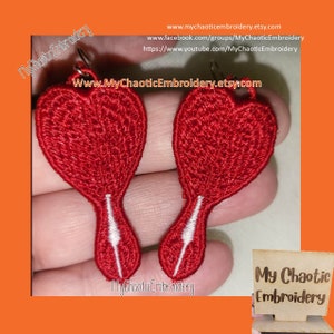 4x4 FSL Free Standing Lace Bleeding heart flower Earrings Pattern, fish hook hardware Digital machine embroidery
