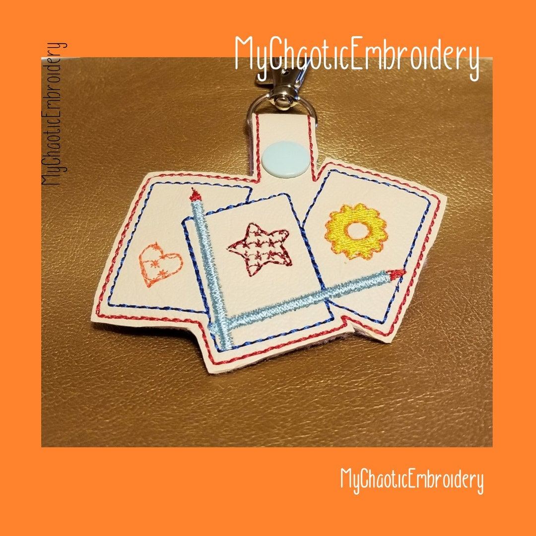 Key Card Design Pad 2 Designs - Artist Sketch Pad Applique and Filled Stitch - Key Fob Key ...