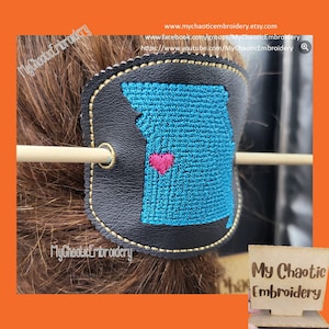 4x4 Missouri shape with heart - hair slide barrette chignon bun holder  Digital file machine embroidery