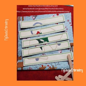 5x7 Christmas jingle bells stick puzzle design - uses tongue depressor size -  Digital file machine embroidery fill stitch