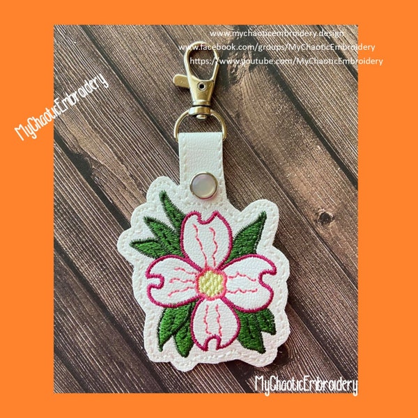 Legend of the Dogwood Tree Flower 4x4 keyfob key ring -  embroidery -Digital file machine embroidery