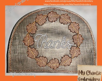 5x7 Cubierta del soporte de la servilleta de cocina Fall Leaf Wreath 2 estilos - Máquina de archivos digitales bordado vajilla vajilla