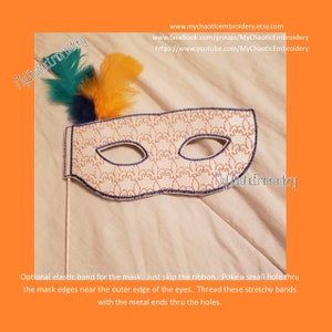 2 styles Mardi Gras Fleur De Lis stippling mask designs 5x7 embroidery ITH design - Digital file machine embroidery