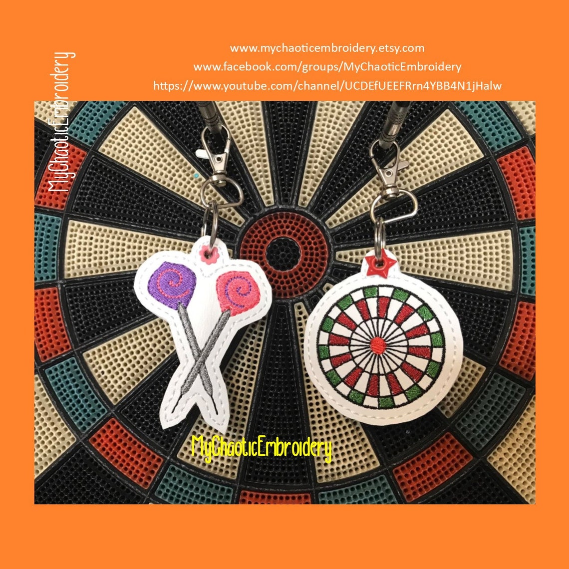 3 Designs Dart Board Bullseye Darts Keyfob Zipper Pull Etsy