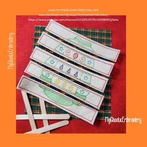 5x7 Ugly Christmas sweater stick puzzle design - uses tongue depressor size -  Digital file machine embroidery fill stitch