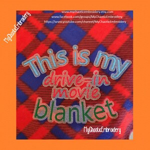 Drive in Movie Handmade Homemade Creating Hand stitched Blanket 3 sizes with knockdown 5x7, 6x10, 8x14 embroidery Digital file machine
