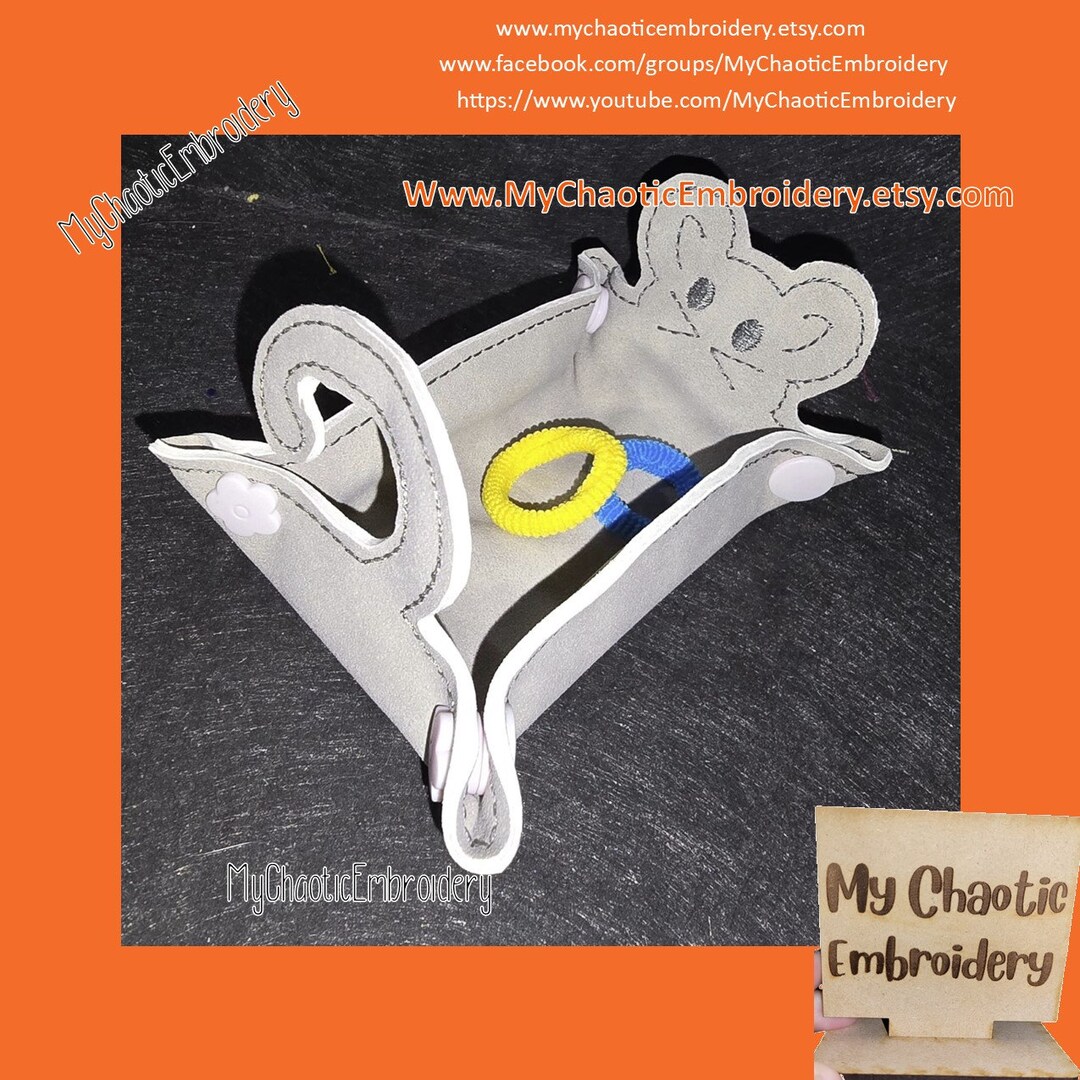 5x7 Hoop Size Mouse Face Snap Rivet Stud ITH Tray Catch-all Valet ...