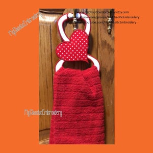5x7 Kitchen Towel Topper holder hanger Heart Hearts Valentine Love Designs - Digital file machine embroidery tableware tablewear
